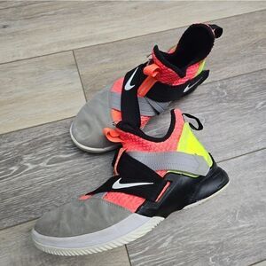 Nike LeBron Soldier 12 Hot Lava sneakers size 5.5 youth  grey gray orange black